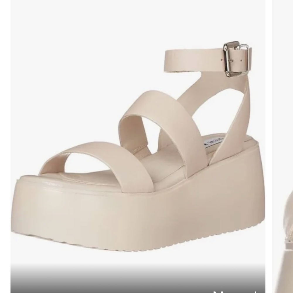 Steve Madden Bay platform Strappy‎ sandal natural cream NEW 9.5